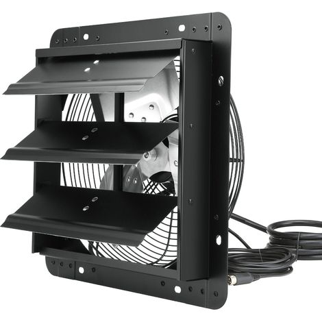 Ventilateur d'extraction à volet 305 mm avec régulateur température humidité, moteur EC, 1530 m³/h, vitesse variable, fixation murale pour grenier, aération et refroidissement serres, garages, abris (1/5)