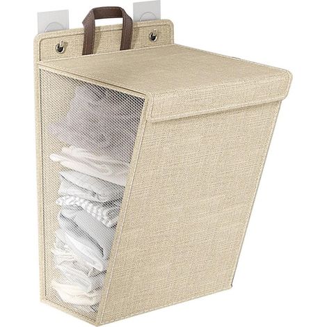 Panier à linge mural pliable, grande taille, multifonctionnel, idéal pour les chaussures, les chaussettes et les serviettes (beige)