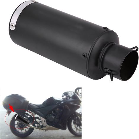 Silencieux d'échappement moto, embout de pot d'échappement universel, acier inoxydable noir, tube arrière (1/5)
