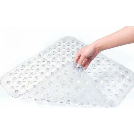 Shower Bath Mat, 53x53cm Non-Slip Bathtub Mat, Square Non-Slip Shower Mat with Suction Cups, Anti Slip Mat, Machine Washable, Transparent (1/5)