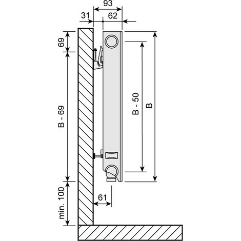 Purmo Compact Ventilheizkörper Ramo Typ 11 600x600mm Ventilposition rechts F0G110600601030 (1/4)