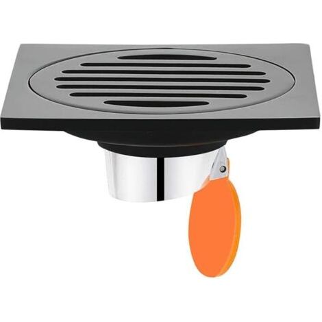 Quadratischer Duschablauf aus Edelstahl, geruchsdichter Bodenablauf für Badezimmer, 100 mm quadratisch, schwarz