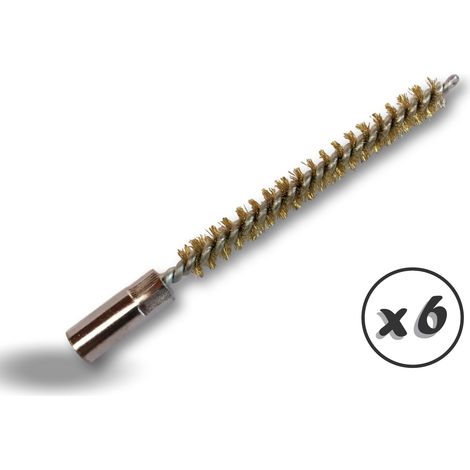 Ecouvillon LAITON Condenseur  Lot de 6  Ø 8 mm  Raccord laiton taraudé M6 femelle  Torsade en acier galvanisé  Brosse nettoyage paroi tube alésage  Kibros 4TCL8x6 (1/4)