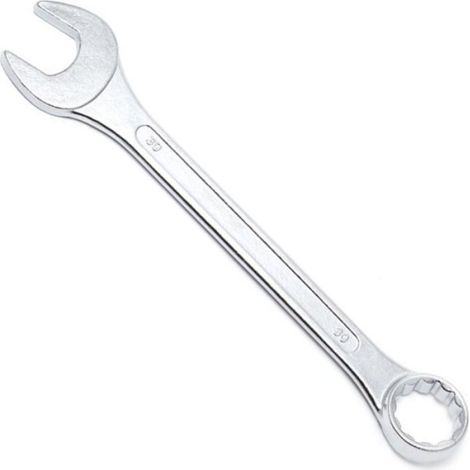 Clé Plate 30 mm - Déport 15° - Acier Au Carbone CrV - Finition Chromée Satinée - 1 Pièce