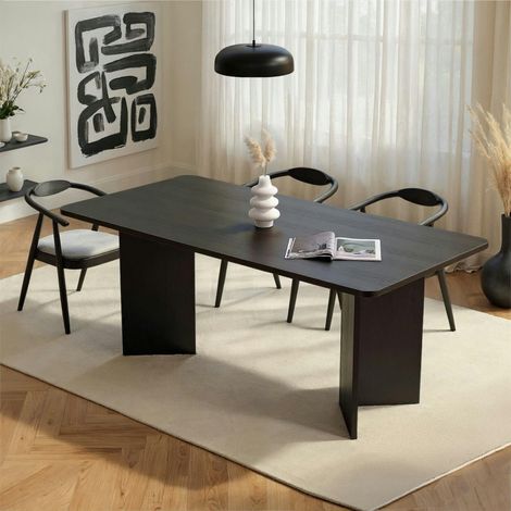 Table à manger noire bords ronds 180 cm MARFA