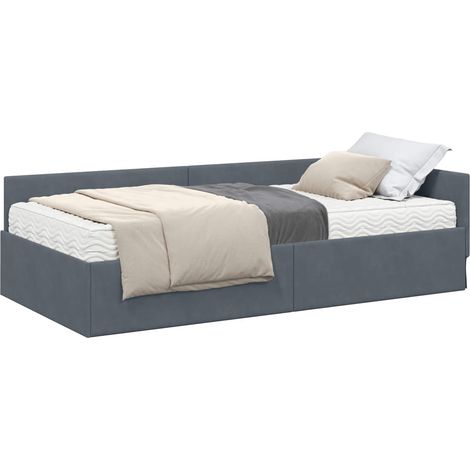 Maison Exclusive - Struttura Letto Angolare con Materasso 2 pcs Grigio Velluto (1/5)