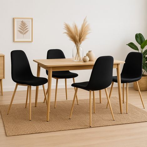 Lot de 4 chaises scandinaves Bali tissu Noir