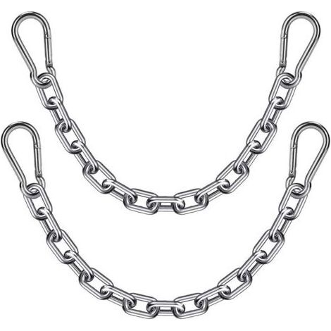 2 Sac de Boxe Chaînes et 4 Mousquetons, 304 Acier Inoxydable Chaise Suspendue Chaîne pour Hamac, Quincaillerie pour Balançoire Intérieure et Extérieure, Sac Lourd Suspendu, Max 453kg (1/5)