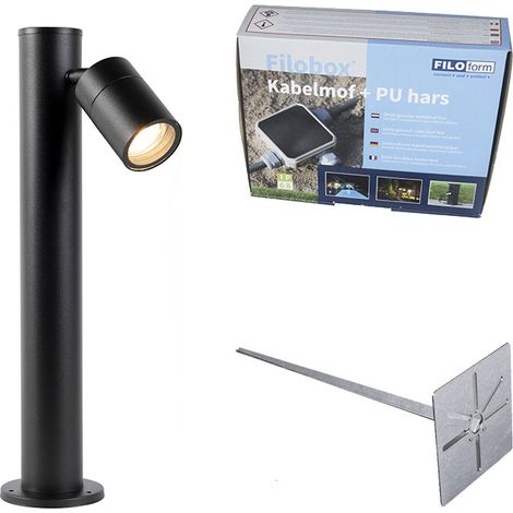 QAZQA Moderno Baliza negra 45cm ajustable IP44 - SOLO Acero inoxidable Alargada Adecuado para LED Max. 1 x 35 Watt
