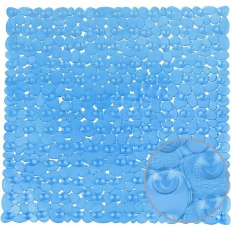 Pair (Bleu, 54x54 cm) Tapis de Douche Carré en PVC, Tapis en Plastique Antidérapant, Tapis de Bain avec 182 Ventouses