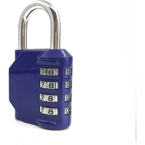 Cadenas à combinaison mécanique à 4 cadrans, sécurité sans clé, antivol, en alliage de Zinc, universel pour armoire, boîte à outils, bleu.