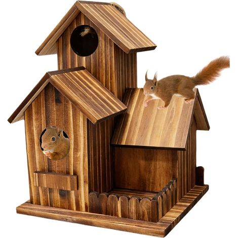 Futterstation DREI Kammer Design aus Holz mit flexiblem Dach