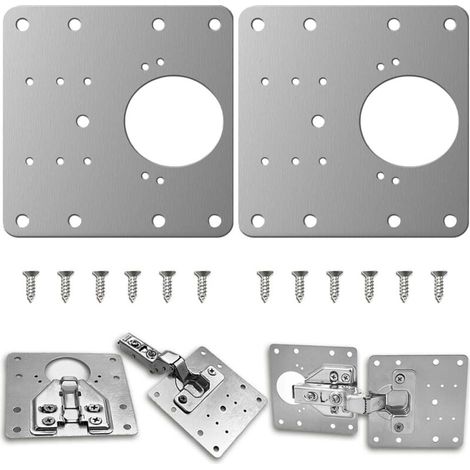Cabinet Hinge Repair Panels, Hinge Repair Brackets with Holes, Hinge Repair Panels with Screws, Suitable for Wooden Furniture Window Drawers 2pcs