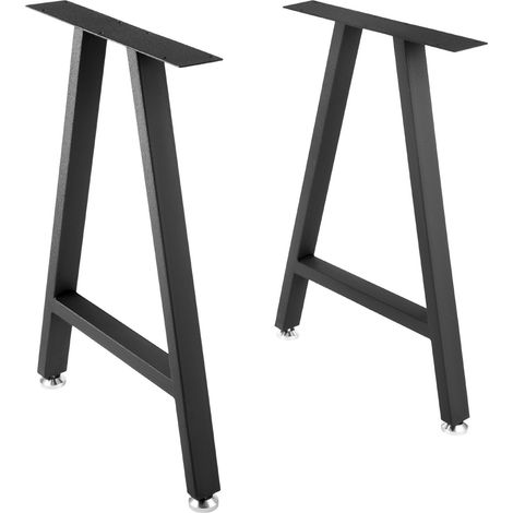 Pieds de Table Métal 28 x 17,7 cm en A, Lot de 2, Robustes pour Bureau/Banc, Revêtement Polyuréthane, Protège-Sol, Fer Forgé, DIY Maison, Noir (1/5)