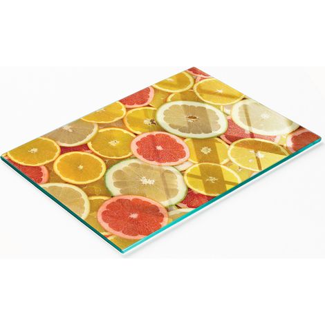 Tabla decorativa de cristal para servir aperitivos con dise帽o de c铆tricos, 80x52 cm. (1/5)