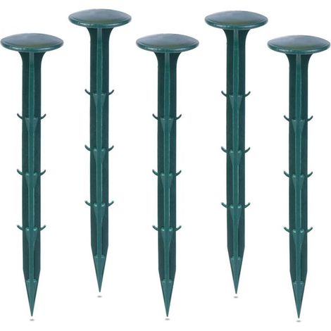 Plastique Piquets de Fixation de Jardin,pour Jardin pour la Fixation des Tissus Anti Mauvaises Herbes (100 pcs, Vert) (1/4)