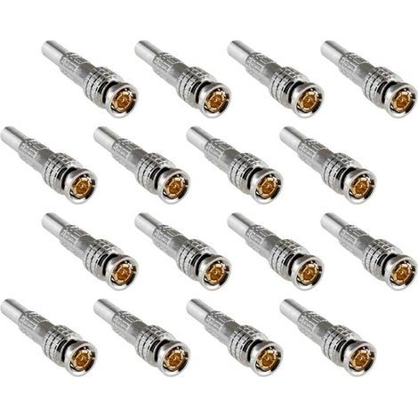 CONNECTEUR A VIS BNC POUR CABLE COAXIAL DE SURVEILLANCE VIDEO 16 PIECES (1/4)