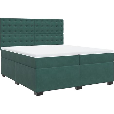 vidaXL Giroletto a Molle con Materasso Verde Scuro 200x200 cm Velluto (1/5)