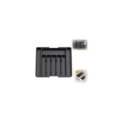 Couverts, Plateau d'Ustensiles Extensible pour Tiroir, Organisateur de Tiroir Réglable pour la Cuisine, Rangement Compact en Plastique pour contenir des Cuillères, Fourchettes, Noir (1/5)