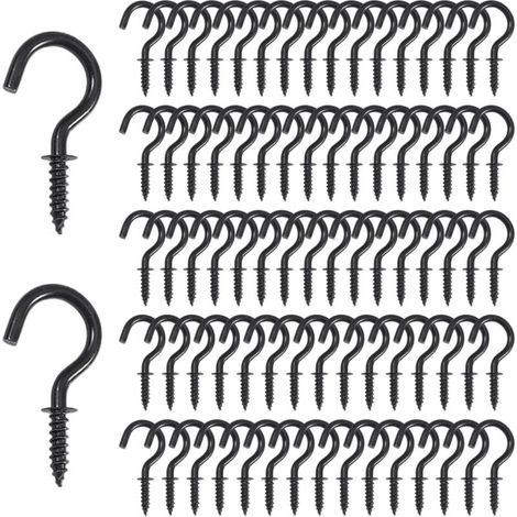 Crochets À Vis, Crochets à Vis de Plafond, Crochets Muraux à visser Inox pour Intérieur, Extérieur, Clés, Lumières, Décoration de Noë(20mm-80pcs) (1/5)