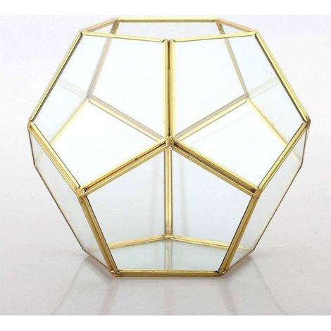 Terrarium - Métal Noir - 20 x 20 x 16,5 cm - Cadre Géométrique pour Récipient en Verre - Décoration Intérieure Table Bureau Étagère - 1 Pièce (1/4)