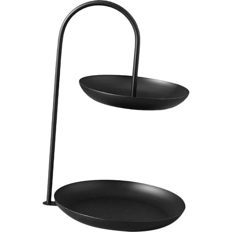 Plateau de service à fruits à 2 niveaux en fer, étanche, pour table basse ou réception, noir. (1/5)