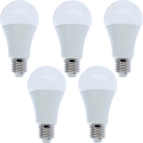 Ampoule LED E27 12 W Blanc Froid 6400 K 1020 Lm 25000 H - Pour Éclairage Intérieur - Lot de 5