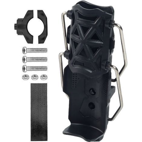 Portaborraccia per bicicletta, nero, 1 pezzo. Per biciclette, e-bike e motociclette. Design cavo, non richiede foratura. (1/5)