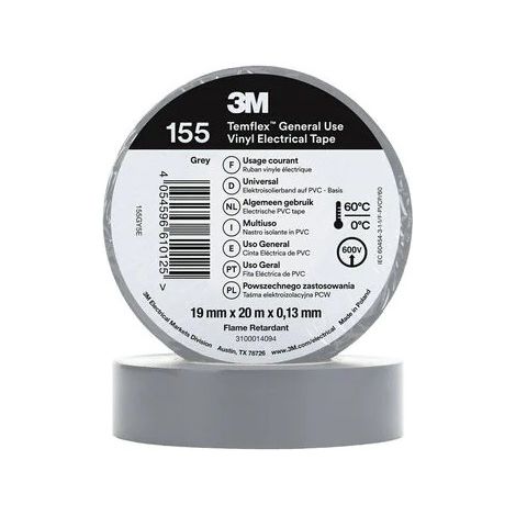 Temflex Isolierband 155 PVC 19mm x 20m 3M 7100184744 Grau