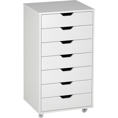 Archivador de oficina con ruedas, 7 cajones, unidad de almacenamiento para documentos y cartas tamaño A4, práctico y móvil organizador de escritorio. (1/5)