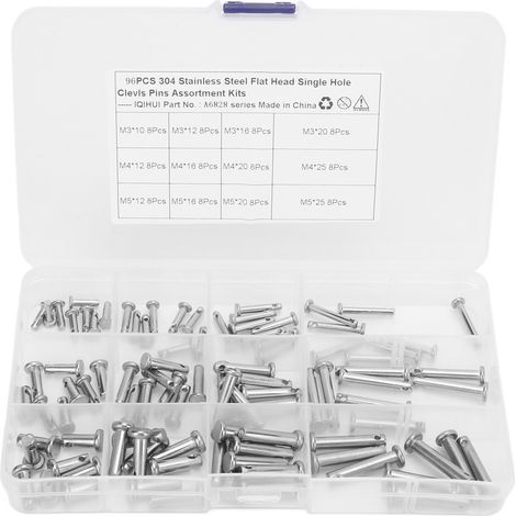 Kit d'assortiment de broches rondes en forme de T à tête plate, 12 tailles, en acier inoxydable, à trou unique, pour voiture, 96 pièces (1/5)