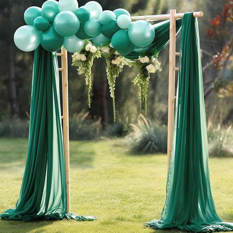Tissu drapé en tissu pour arche de mariage, 1 panneau de rideaux transparents pour arche de mariage, cérémonie, plafond, tonnelle (vert émeraude) (1/5)