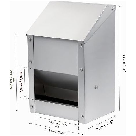 Metal Automatic Chicken Feeder with Lid Wall Feeder Automatic Food Dispenser for Hens, Ducks, Poultry (1/4)