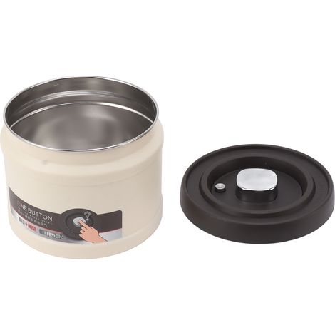 Boîte à café sous vide en acier inoxydable 304, à pression, hermétique, idéale pour conserver le café en grains, le thé et les noix. Contenance : 1100 ml, beige. (1/5)