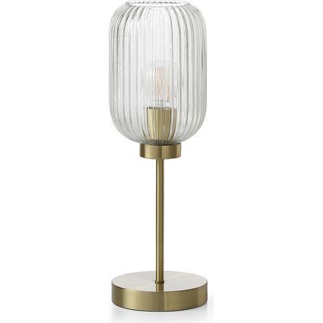 Lampada da tavolo L. 14 x P. 14 x H. 43,5 cm in Metallo e Vetro Dorato Vintage - LOUXOR
