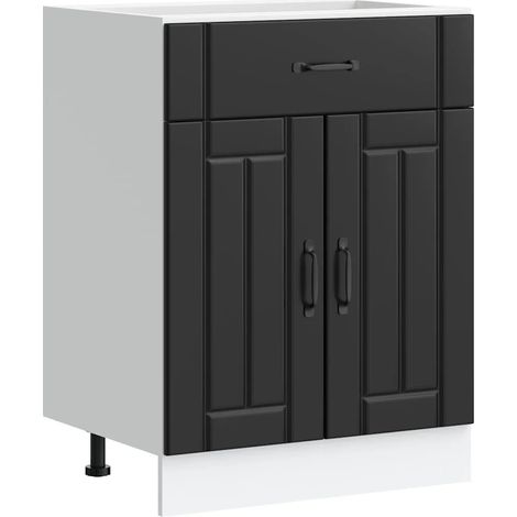 Mobile da cucina moderno dal design pulito con vano contenitore 60 x 46 x 81,5 cm in legno composito nero 020050083