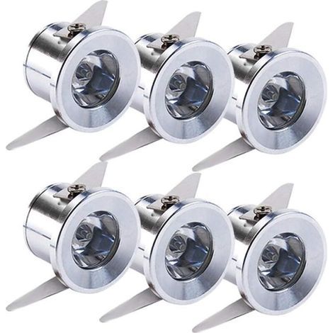 Lot de 6 mini spots LED 3W encastrables pour placoplâtre Avec transformateur séparé Éclairage pour vitrine, intérieur de meuble. (1/5)