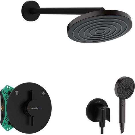 Hansgrohe - Brauseset mit Unterputzarmatur, mit Einbaukörper, Durchmesser 26 cm, 3 Strahlarten, schwarz matt SANI21HHH400 (1/5)