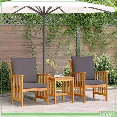 Ensemble de canapé de jardin - FAFEICY - 4106448 - Bois d'acacia huilé - 3 pcs (2 fauteuils+table) - Coussins extérieurs (1/5)