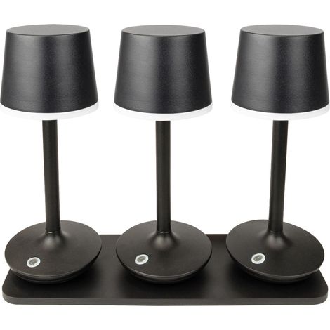 Schwaiger Akku LED Tischleuchten TILA3003 mit Ladeplatte schwarz 3er-Set (1/3)