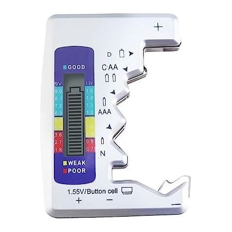 Batterietester, universeller Batterieprüfer mit LCD-Anzeige, kleiner digitaler Mehrzwecktester für alle C-, AA-, AAA-, DN-, 9V-, 6F22- und 1,5V-Batterien, schwarze Tasten (1/5)