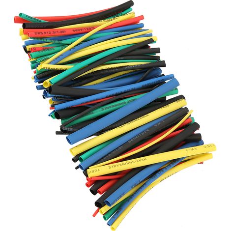 100 Stück 100 mm Schrumpfschlauch, 5 Größen und 5 Farben zur Isolierung von Elektrokabeln (1/5)