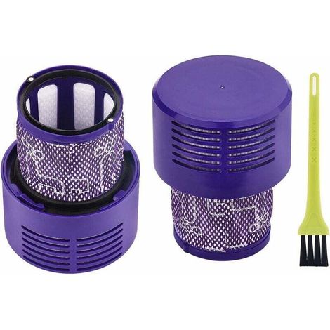 2pcs Filtres pour Dyson Cyclone V10 SV12 Series V10 Absolute/Animal/Total Clean/Motorhead Aspirateurs, Filtre de Rechange Accessoires 969082-01, avec Brosse de Nettoyage (1/5)