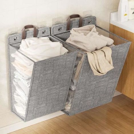 Panier à linge - Panier à vêtements - Pliable - Multifonction - 45 x 35 x 10 cm - Gris (1/4)