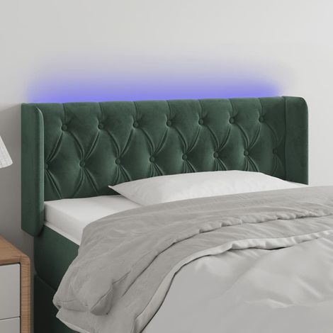 Cabecero con LED de terciopelo verde oscuro 103x16x78/88 cm vidaXL (1/5)