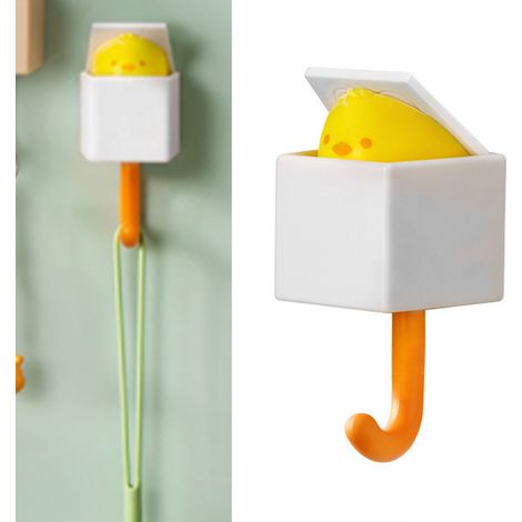 ManoMano: Selbstklebender Kleiderhaken aus ABS-Kunststoff, Schlüsselanhänger & Bekleidung, Design: Kleines gelbes Huhn, Schwarz, Nagelfreier Aufkleber, Tragkraft: 1,5 kg, Maße: 10,5 x 5 cm, Multifunkt (1/5)