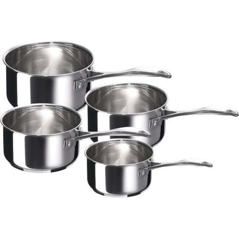 Lot de 4 casseroles inox 14/16/18/20 cm – Triple fond thermoradiant – Poignée fonte rivetée – Compatible tous feux dont induction – Beka (1/4)