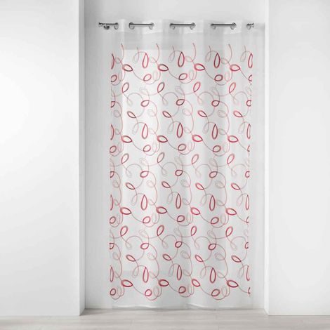 Rideau Voilage à Œillets "Hoops" 140x280cm Rouge (1/5)