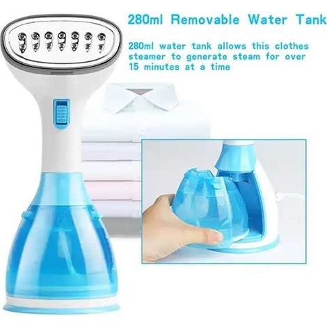 Défroisseur vapeur portable HVP10, idéal pour les voyages. Puissance : 1 500 W. Repassage rapide et efficace. Débit vapeur continu : 32 g/min. Autonomie illimitée. Prêt en 30 secondes. Réservoir d’eau (1/5)