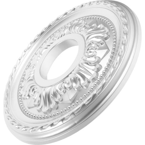 Plaque de Recouvrement de Plafond Ronde en Pu Argenté, Rosace de Lustre Simple à Installer, Solide et Élégante pour Bureau et Salle à Manger (1/5)